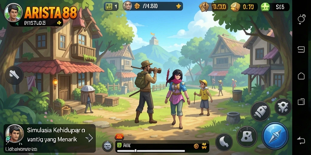 Screenshot tampilan gameplay ARISTA88 menampilkan karakter dan lingkungan simulasi.